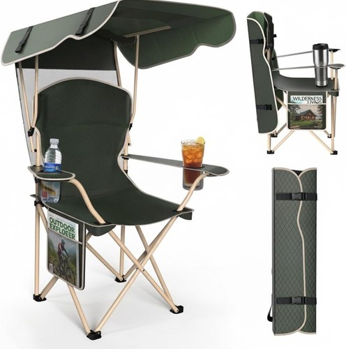 2pc camping chair with - 2pc, canopy